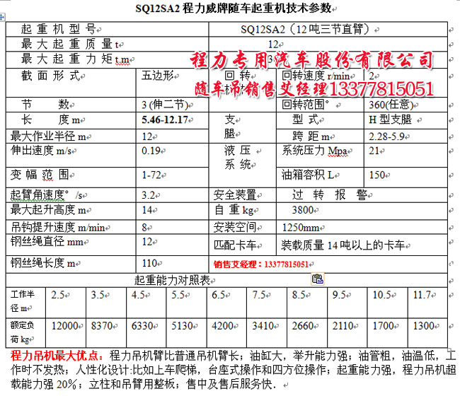 12噸程力吊機(jī)參數(shù)